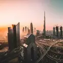 Burj Khalifa rising over the Dubai skyline