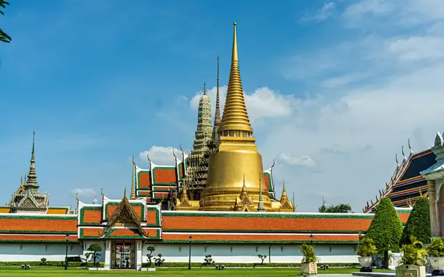Gold and red temple roofs in Bangkok