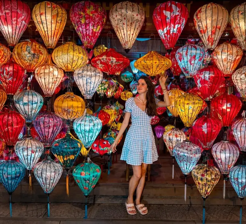 Lanterns glowing in Hoi An, Vietnam